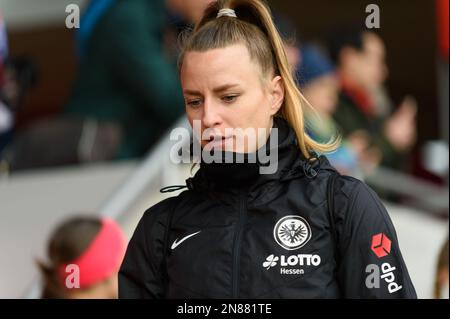 Munich, Allemagne. 11th févr. 2023. Munich, Allemagne, février 10th 2023: Tête de Virginia Kirchberger (13 Eintracht Francfort) avant le match FlyerAlarm Frauen Bundesliga entre le FC Bayern Munich et Eintracht Frankfurt au campus du FC Bayern, Munich. (Sven Beyrich/SPP) crédit: SPP Sport Press photo. /Alamy Live News Banque D'Images