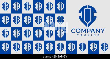 Moderne pin point lettre I logo design vecteur. Marqueur de ligne II I jeu de logo initial. Illustration de Vecteur