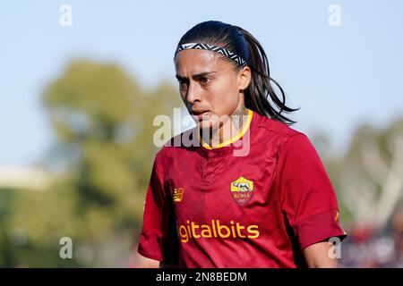 Roma, Italie. 11th févr. 2023. Alves Da Silva Andressa d'AS Roma regarde pendant le match série A Women entre AS Roma Women et FC Internazionale Women au Stadio Tre Fontane, Roma, Italie, le 11 février 2023. Credit: Giuseppe Maffia/Alay Live News Banque D'Images