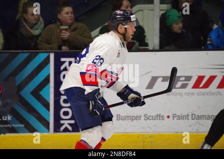 Coventry, Royaume-Uni. 11 février 2023. Ben O’Connor jouant pour la Grande-Bretagne contre la Roumanie lors du défi Euro 2023 à la Motorpoint Arena de Nottingham. Crédit : Colin Edwards/Alay Live News Banque D'Images