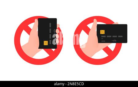 Pas de carte de crédit. Aucune icône de carte bancaire. Espèces uniquement. Aucune carte de crédit acceptée. Illustration de Vecteur
