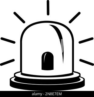 illustration vectorielle d'une sirène d'alarme pour pompier ou ambulance, dessinée en noir et blanc Illustration de Vecteur