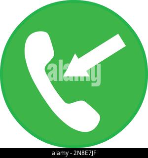illustration vectorielle d'une flèche pointant vers un téléphone dans une base circulaire verte, dans le concept d'appel entrant Illustration de Vecteur