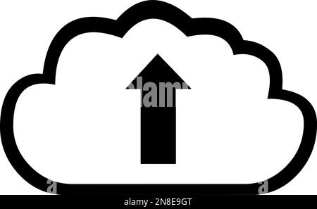 illustration vectorielle d'un nuage avec une flèche pointant vers le haut, comme icône pour télécharger des fichiers sur internet. Dessiné en noir et blanc Illustration de Vecteur