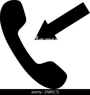 illustration vectorielle de l'icône d'appel entrant, silhouette de couleur noire Illustration de Vecteur