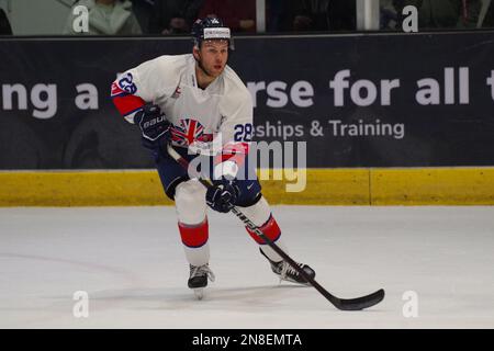 Coventry, Royaume-Uni. 11 février 2023. Ben O’Connor jouant pour la Grande-Bretagne contre la Roumanie lors du défi Euro 2023 à la Motorpoint Arena de Nottingham. Crédit : Colin Edwards/Alay Live News Banque D'Images