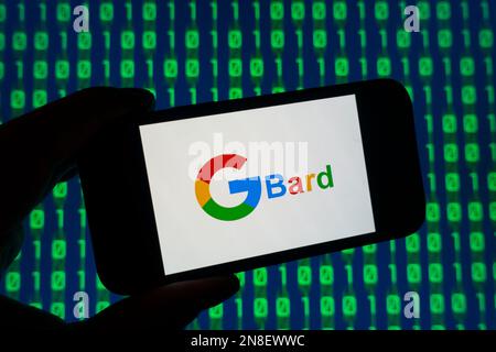 Composite numérique du logo de Google Bard ai chatbot sur l'écran du téléphone Banque D'Images