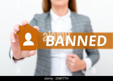 Texte indiquant l'inspiration interdit. Mot écrit sur officiellement empêcher quelqu'un de faire quelque chose interdit légalement Banque D'Images