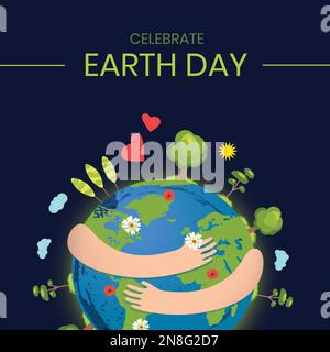 Composition du texte du jour de la terre et du globe sur fond sombre Banque D'Images