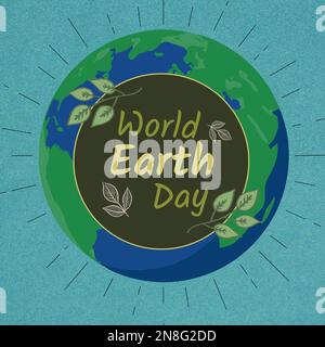Composition du texte du jour de la terre et du globe sur fond bleu Banque D'Images