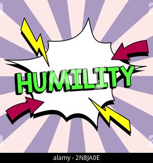 Écriture affichant l'humilité du texte. Concept signifiant être humble est une vertu de ne pas se sentir trop supérieur Banque D'Images