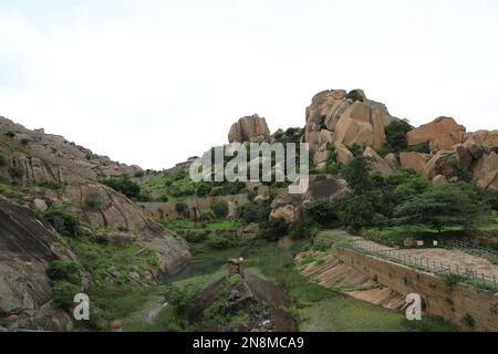 Une vue panoramique sur la zone rocheuse du fort de Chitradurga, Inde Banque D'Images