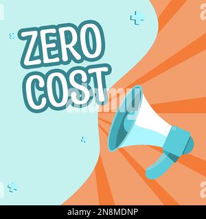 Texte d'écriture zéro coût. Aperçu de l'entreprise décision commerciale qui n'implique aucune dépense à exécuter Banque D'Images