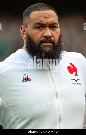 Dublin, Irlande. 12th févr. 2023. Romain Taofifenua de France pendant la coupe Guinness six Nations Round 2 match entre l'Irlande et la France au stade Aviva à Dublin, Irlande sur 11 février 2023 (photo par Andrew SURMA/ Credit: SIPA USA/Alay Live News Banque D'Images