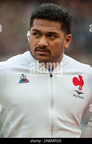 Dublin, Irlande. 12th févr. 2023. Sipili Falatea de France pendant la coupe Guinness six Nations Round 2 match entre l'Irlande et la France au stade Aviva à Dublin, Irlande sur 11 février 2023 (photo par Andrew SURMA/ Credit: SIPA USA/Alay Live News Banque D'Images