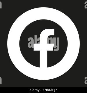 Icône de l'application Facebook sur les réseaux sociaux en forme de cercle blanc. Illustration simple à vecteur plat. Illustration de Vecteur