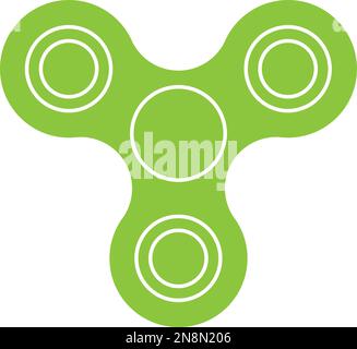 Disque pour violon à trois lames - jouet populaire et outil anti-stress. Icône de vecteur plat simple vert isolée sur fond blanc. Illustration de Vecteur