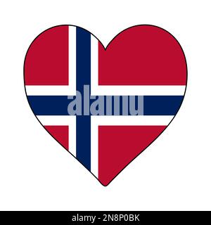 Drapeau de forme de coeur de Norvège. Amour Norvège. Visitez la Norvège. Europe du Nord. Europe. Union européenne. Conception graphique d'illustration vectorielle. Illustration de Vecteur
