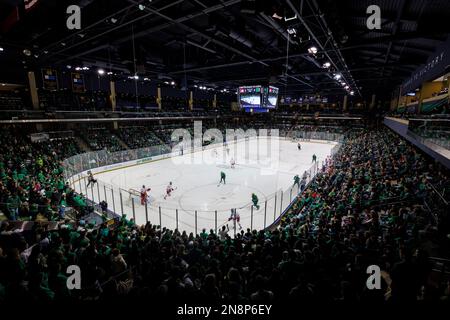 South Bend, Indiana, États-Unis. 11th févr. 2023. Une vue d'ensemble pendant le match de hockey de la NCAA entre les Buckeyes de l'État de l'Ohio et les notre-Dame Fighting Irish à Compton Family Ice Arena à South Bend, Indiana. John Mersiits/CSM/Alamy Live News Banque D'Images