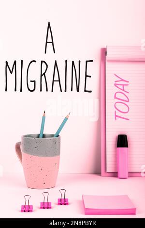 Affichage conceptuel D'Une Migraine. Approche d'affaires maux de tête récurrents qui affectent un côté de la tête Banque D'Images