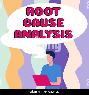 Affiche l'analyse des causes premières. Concept signification méthode de résolution des problèmes identifier le défaut ou le problème Banque D'Images