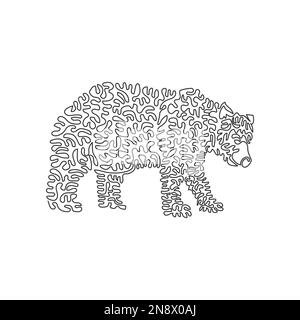 Un seul dessin de ligne curly d'un fort ours physique art abstrait Dessin en ligne continue dessin graphique illustration vectorielle de l'ours prédateur Illustration de Vecteur