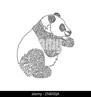 Courbe continue dessin d'une ligne de panda mignon ronde oreilles noires art abstrait Illustration d'un vecteur de contour modifiable sur une seule ligne d'un ours volumineux Illustration de Vecteur