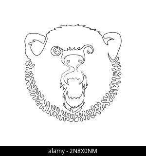 Simple tourbillon ligne continue dessin de l'art abstrait de l'ours féroce Dessin de ligne continue dessin vectoriel style d'illustration de l'ours carnivore Illustration de Vecteur