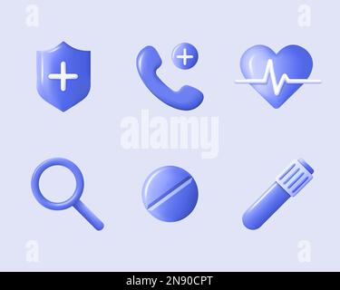 3d icônes d'équipement médical. Premiers soins. Éléments de santé pour les concepts mobiles et les applications Web. Collection moderne de logos et de pictogrammes. Vecteur Illustration de Vecteur