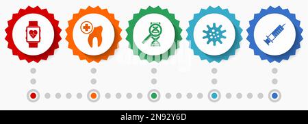Icônes vectorielles de soins de santé, collection de badges Web pour la médecine et l'hôpital, modèle d'infographie d'entreprise Illustration de Vecteur