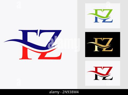 Premier logo FZ de la lettre du monogramme. Modèle de logotype FZ Illustration de Vecteur