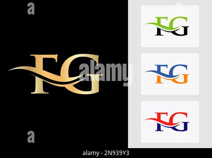 Conception initiale du logo FG de la lettre du monogramme. Modèle de logotype FG Illustration de Vecteur