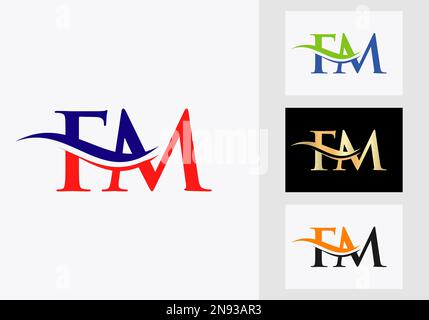 Logo FM de la lettre du monogramme initial. Modèle de logotype FM Illustration de Vecteur