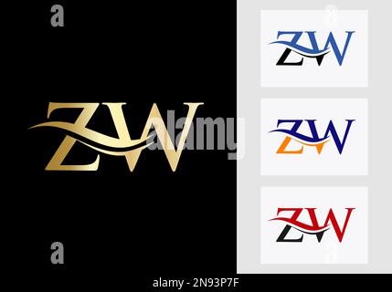 Original Monogram lettre ZW logo Design. Modèle de logotype SW Illustration de Vecteur