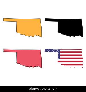 Ensemble de la carte de l'Oklahoma, Etats-unis d'amérique. Illustration vectorielle de symbole de concept plat . Illustration de Vecteur