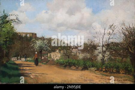 Vue de Louveciennes par le peintre impressionniste français Camille Pissarro à la National Gallery, Londres, Royaume-Uni Banque D'Images