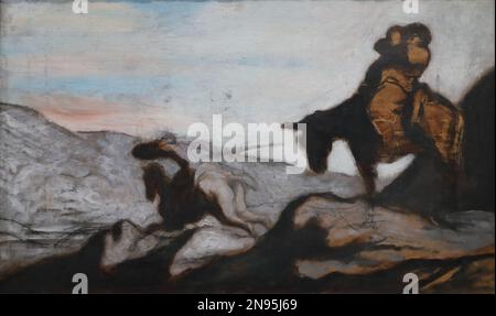 Don Quichotte et Sancho Panza par le peintre français Honoré-Victorin Daumier à la National Gallery, Londres, Royaume-Uni Banque D'Images