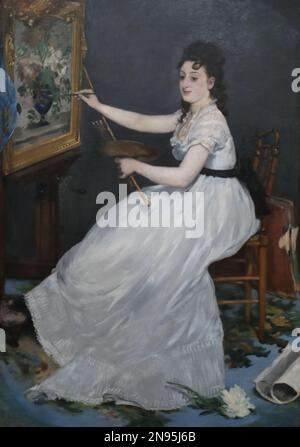 EVA Gonzales par le peintre impressionniste français Edouard Manet à la National Gallery, Londres, Royaume-Uni Banque D'Images