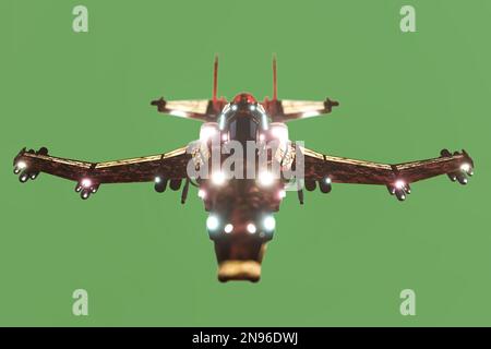 vaisseau spatial isolé sur fond vert 3d illustration Banque D'Images