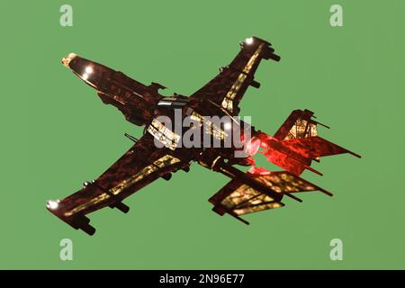 vaisseau spatial isolé sur fond vert 3d illustration Banque D'Images