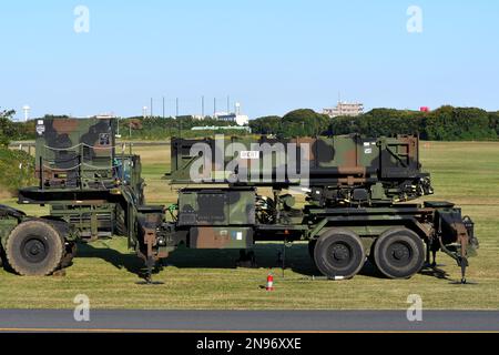 Préfecture de Kanagawa, Japon - 25 octobre 2020 : lance-missiles sol-air mobile Patriot Raytheon MIM-104 de l'armée des États-Unis. Banque D'Images