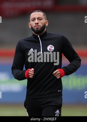 Kellan Gordan, de Crawley Town, lors du deuxième match de l'EFL League, entre Crawley Town et Crewe Alexandra, au stade Broadfield de Crawley. 11th février 2023 Banque D'Images