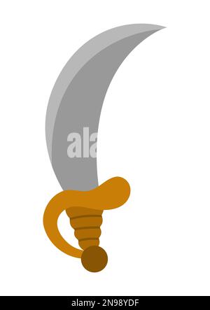 Icône Sabre. Illustration de l'épée pirate. Ancienne image sabre. Élément de chasse au Trésor marin isolé sur fond blanc. Image arme ou acier froid Illustration de Vecteur