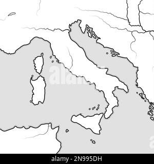 Carte des terres ITALIENNES: Italie, Toscane, Lombardie, Sicile, Ligurie, Ombrie, Campanie, la napolitaine, les Apennines, Péninsule italienne, Adriatique & Banque D'Images