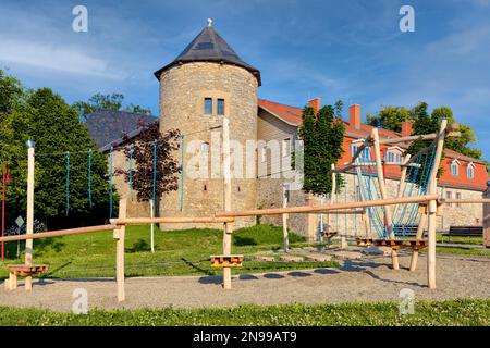 Aire de jeux du château de Harzgerode Banque D'Images