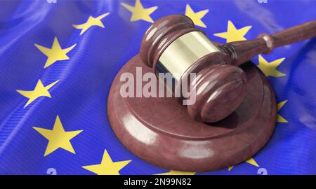 Le bâbord du juge se trouve au-dessus du drapeau de l'UE Banque D'Images