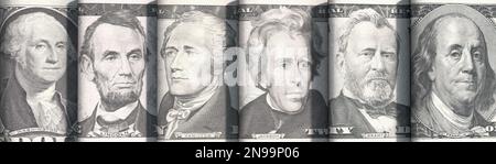 Portraits des présidents américains sur des billets en dollars Banque D'Images