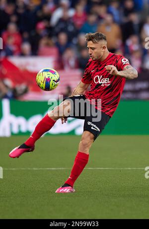 Séville, Espagne. 11th févr. 2023. Pablo Maffeo (15) de Majorque vu pendant le match LaLiga Santander entre Sevilla FC et Mallorca à l'Estadio Ramon Sanchez Pizjuan à Séville. (Crédit photo : Gonzales photo/Alamy Live News Banque D'Images