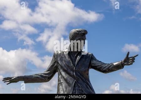 LIVERPOOL, Royaume-Uni - JUILLET 14 : statue de Biily Fury à Liverpool, Angleterre sur 14 juillet 2021 Banque D'Images