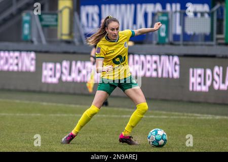 Sittard, pays-Bas. 12th févr. 2023. Sittard, pays-Bas, 10 février 2023: Tessa Wullaert (29 Fortuna Sittard) pendant le match de l'Azerion Eredivisiie Vrouwen entre Fortuna Sittard et le PSV au Stadion Fortuna Sittard à Sittard, pays-Bas. (Leitting Gao/SPP) crédit: SPP Sport presse photo. /Alamy Live News Banque D'Images